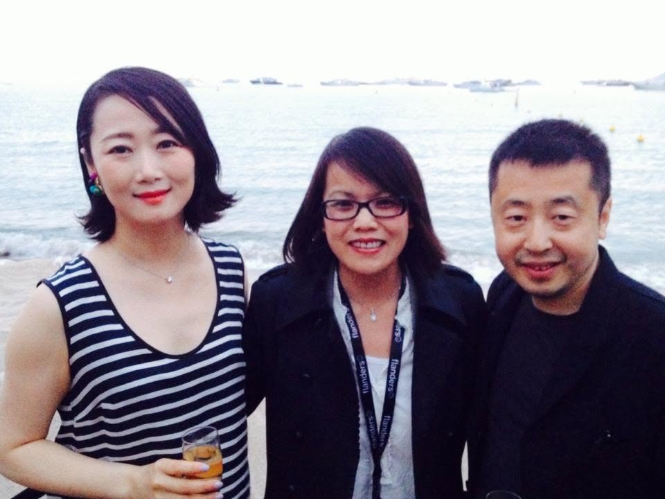 Thao Duong with actress Zhao Tao and director Jia Zhangke, Cannes 2014
